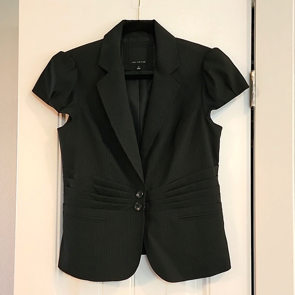 The Limited - Short Sleeve Blazer - Black and White pinstripes- sz MEDIUM